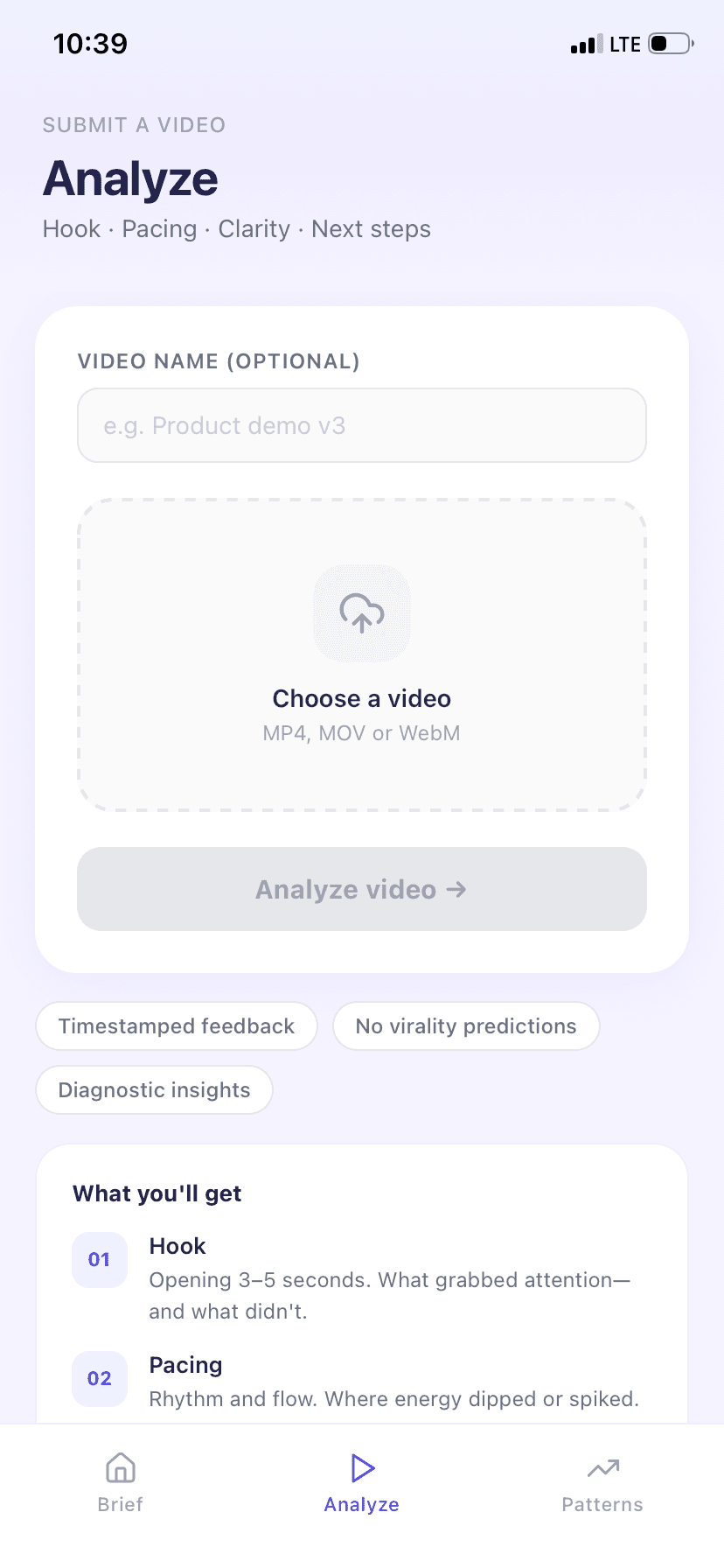 Rafts Analyze screen